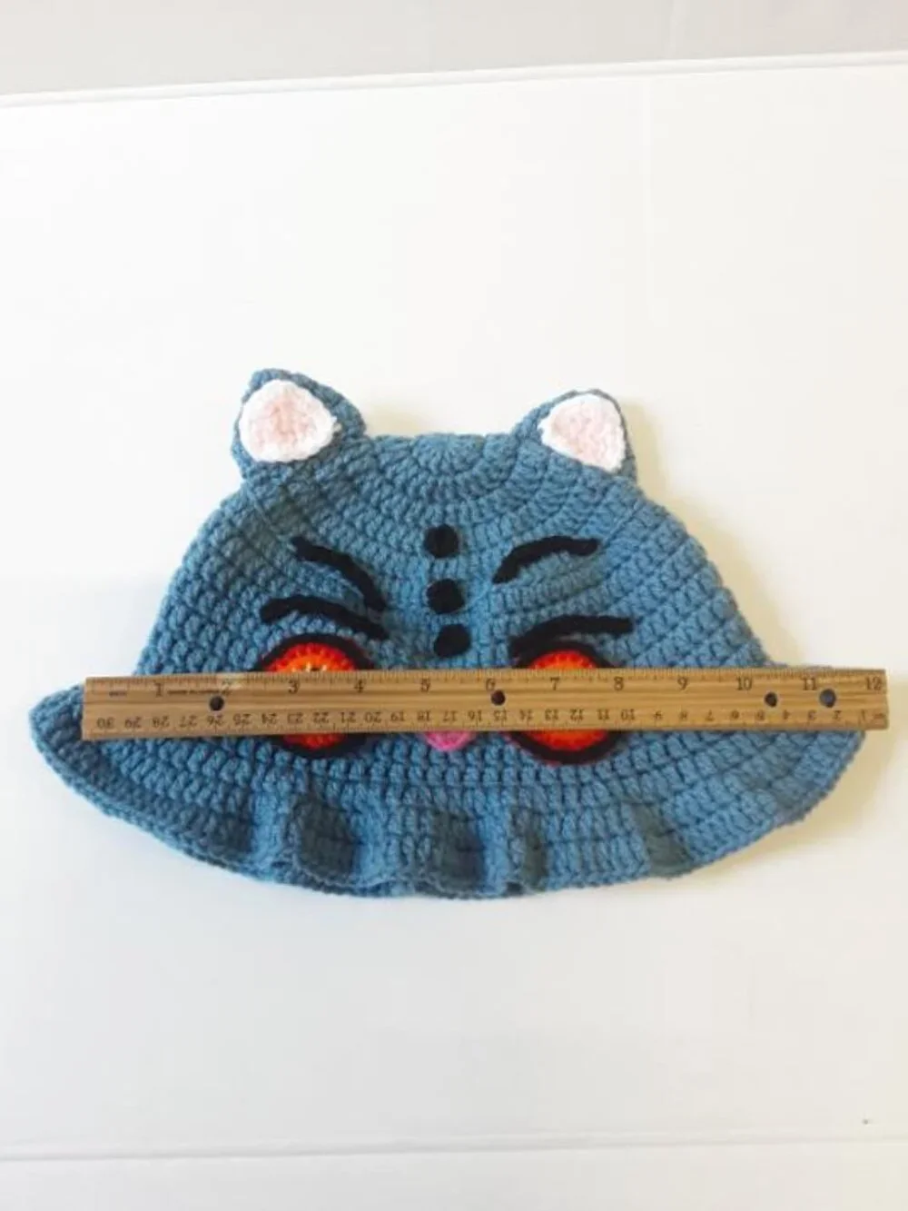 Handmade Crochet Derpy K-Pop Demon Hunter Cat Bucket Hat with Ruffled Brim New